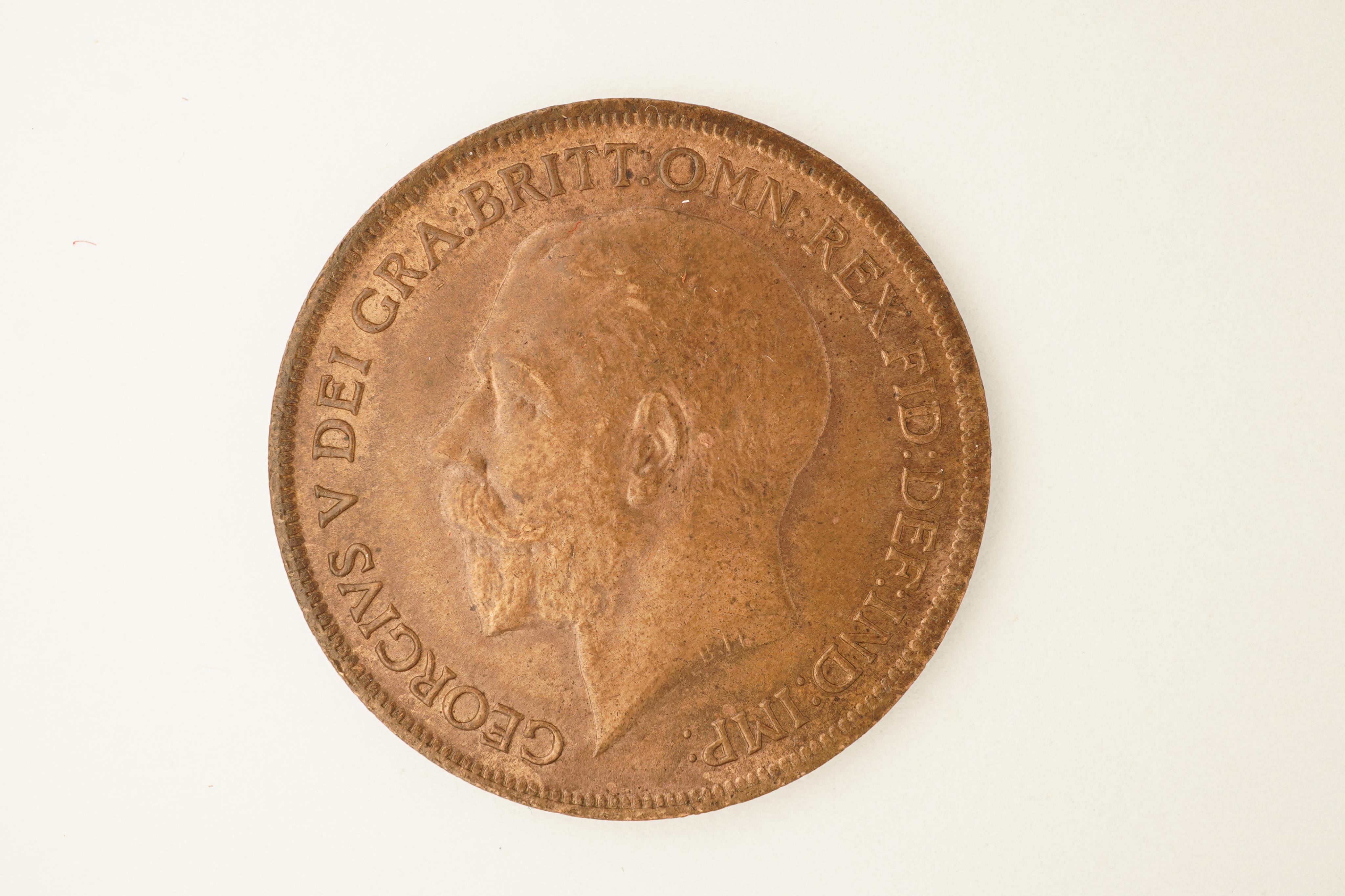 British coins, George V, bronze penny, 1919 H, Heaton mint, Fr. 186, Gouby dies B/b, S. 4052, about EF, lustrous, scarce in this grade